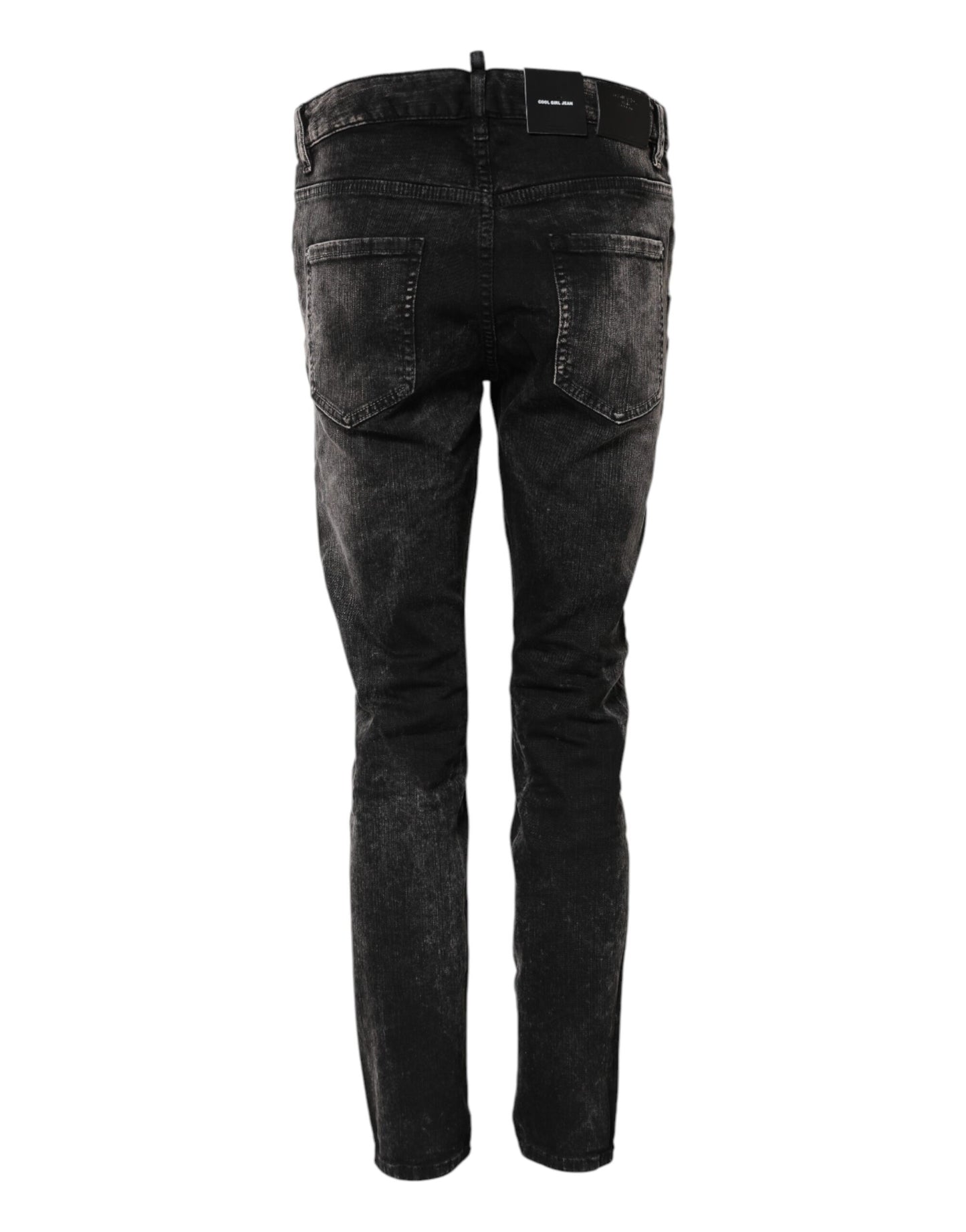 Black Washed Mid Waist Tapered Denim Jeans-Dsquared²-LabelTerrace.com