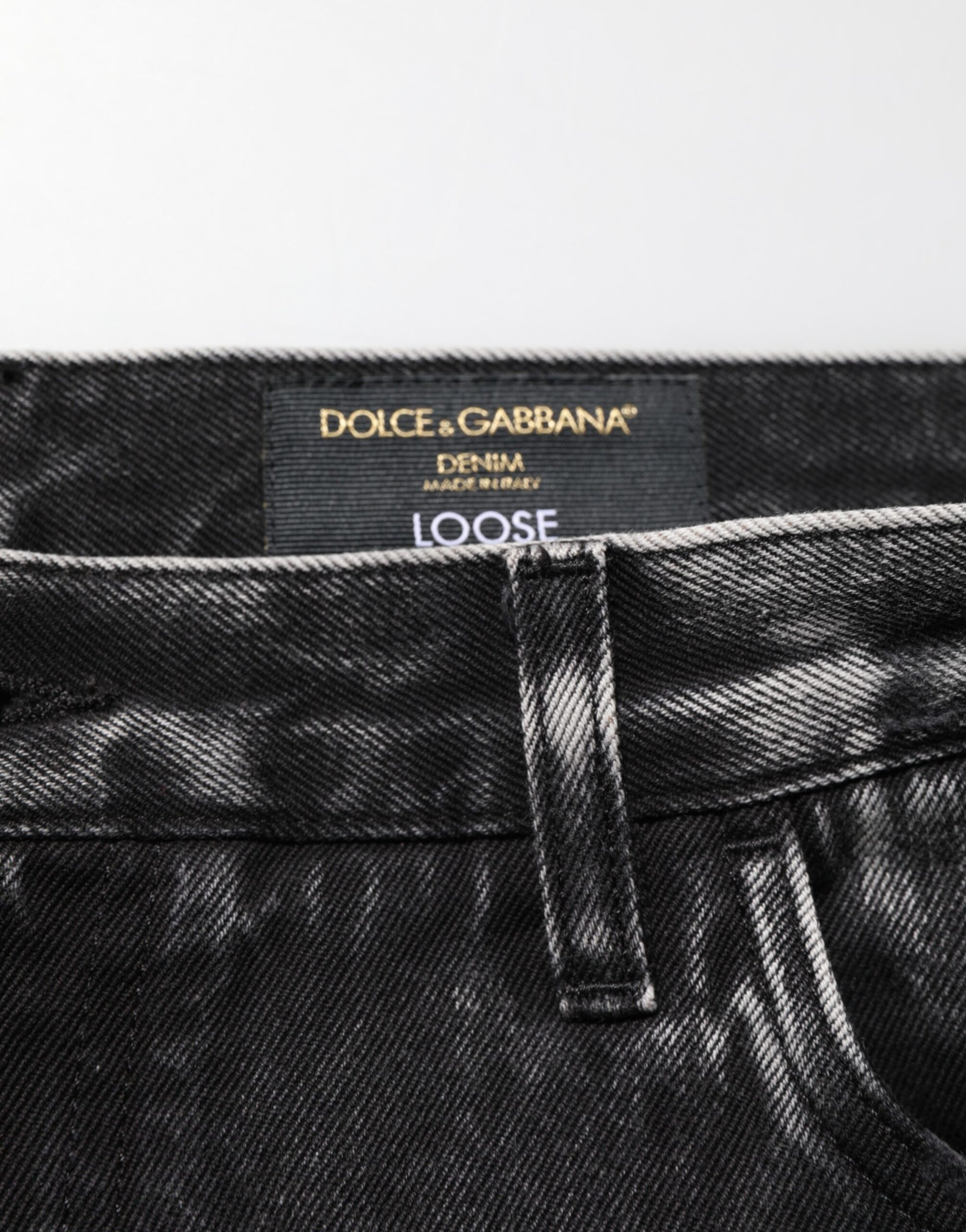 Black Washed Ripped Loose Cotton Denim Jeans