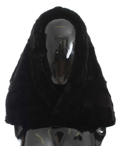 Black Weasel Fur Crochet Hood Scarf Hat-Dolce & Gabbana-LabelTerrace.com