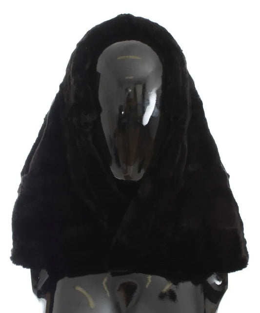 Black Weasel Fur Crochet Hood Scarf Hat-Dolce & Gabbana-LabelTerrace.com