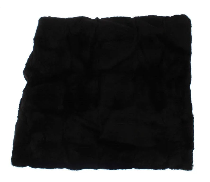 Black Weasel Fur Crochet Hood Scarf Hat-Dolce & Gabbana-LabelTerrace.com