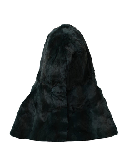 Black Weasel Fur Whole Head Wrap Hat-Dolce & Gabbana-LabelTerrace.com