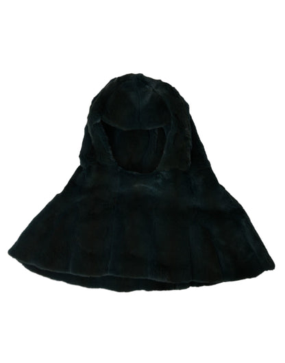 Black Weasel Fur Whole Head Wrap Hat-Dolce & Gabbana-LabelTerrace.com
