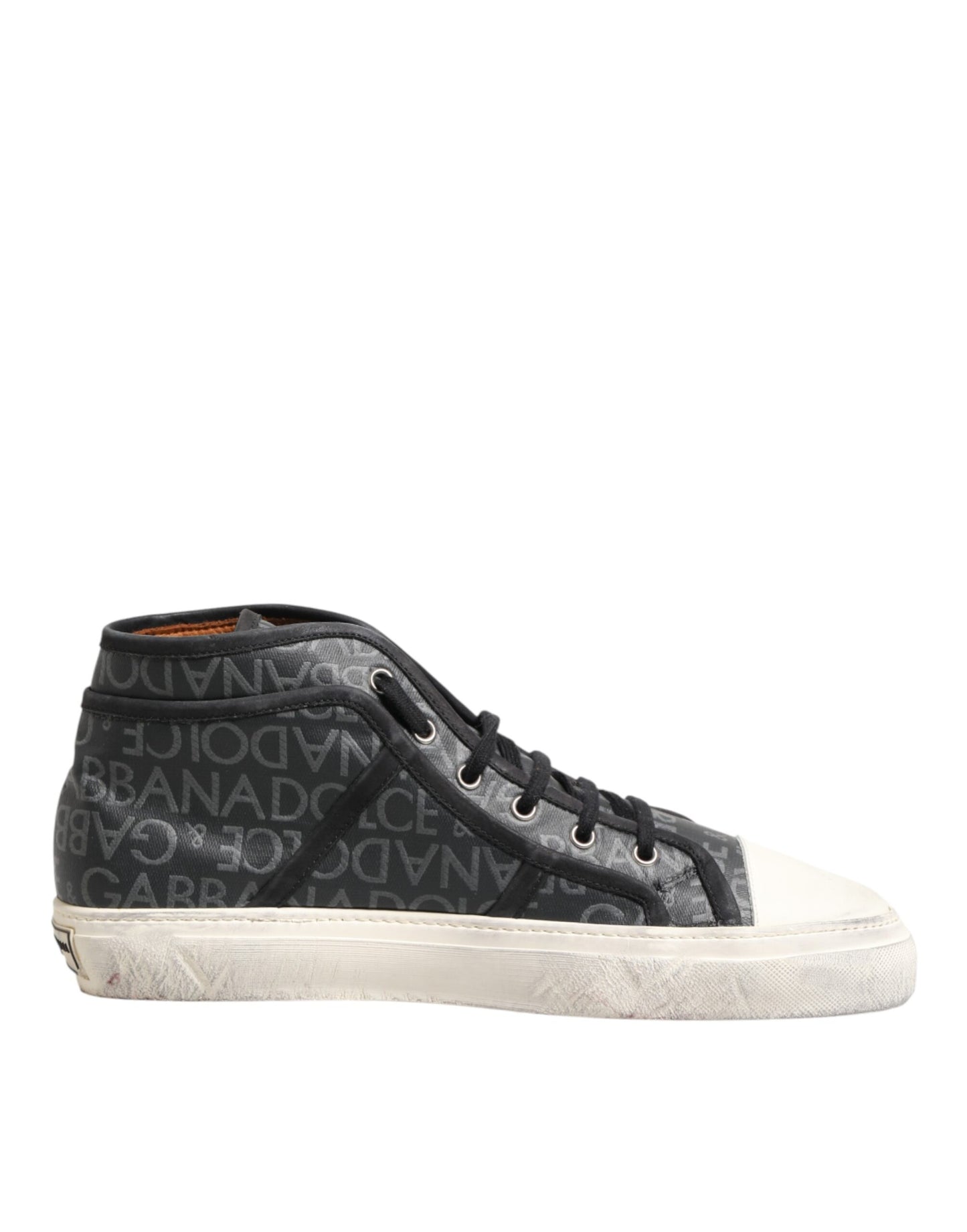 Black White Canvas Logo Mid Top Sneakers Shoes