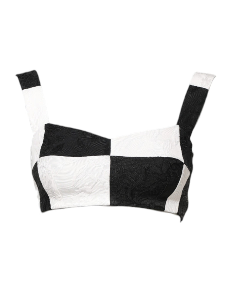 Black White Cropped Bustier Corset Bra Top-Dolce & Gabbana-LabelTerrace.com