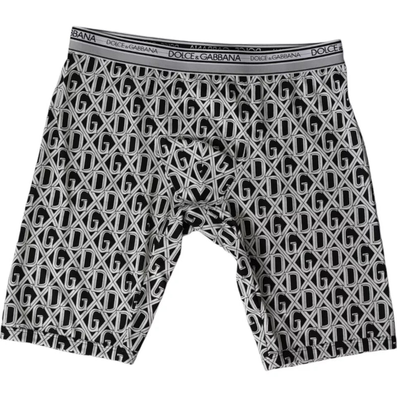 Black White DG Logo Cotton Stretch Cycling Underwear Men-Dolce & Gabbana-LabelTerrace.com