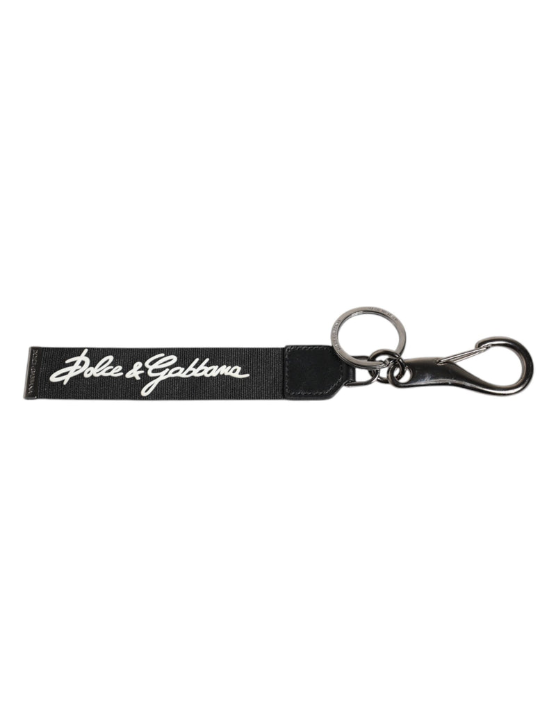 Black White DG Logo Silver Men Keychain Polyester Keyring-Dolce & Gabbana-LabelTerrace.com