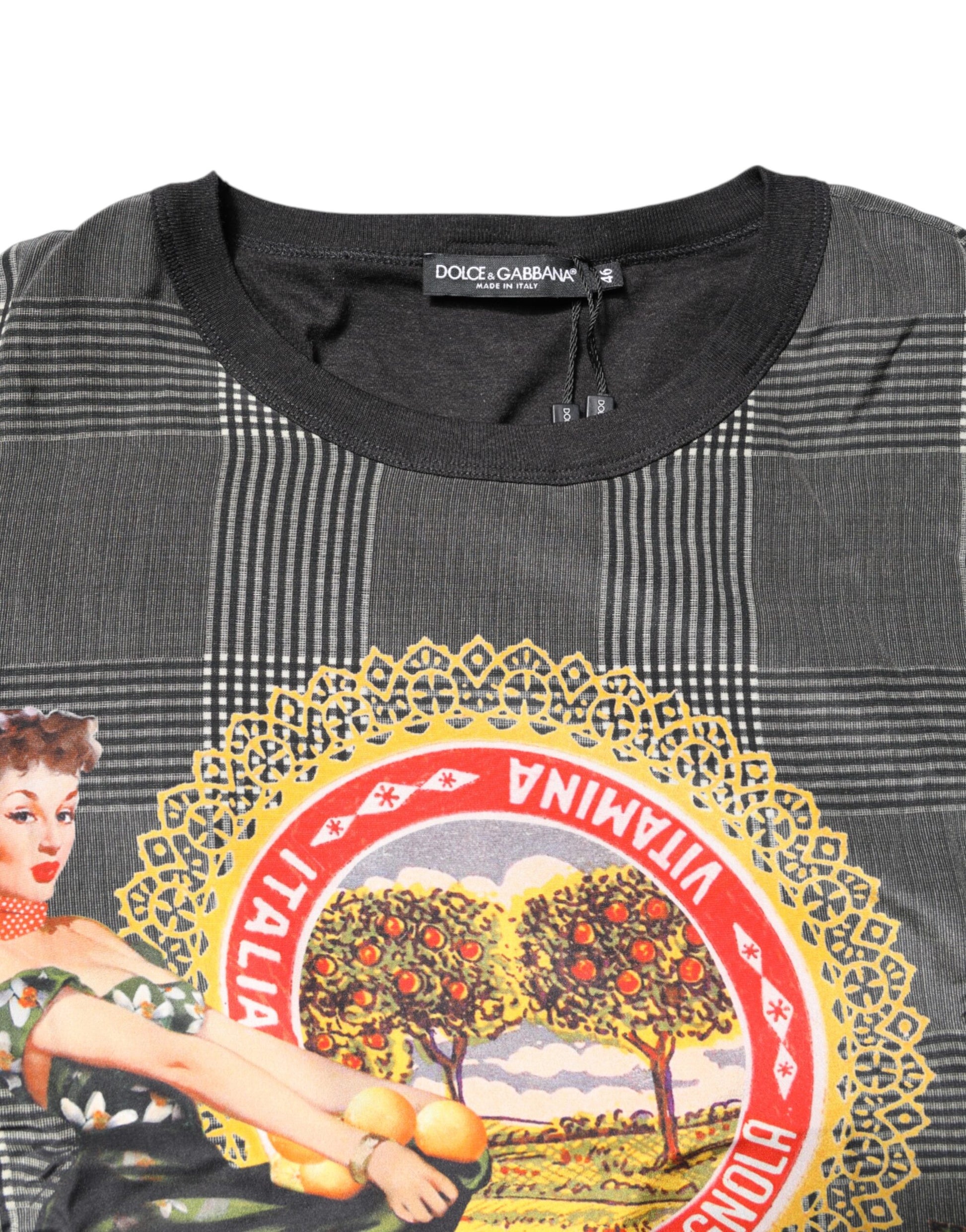 Black White Graphic Print Short Sleeve T-shirt-Dolce & Gabbana-LabelTerrace.com