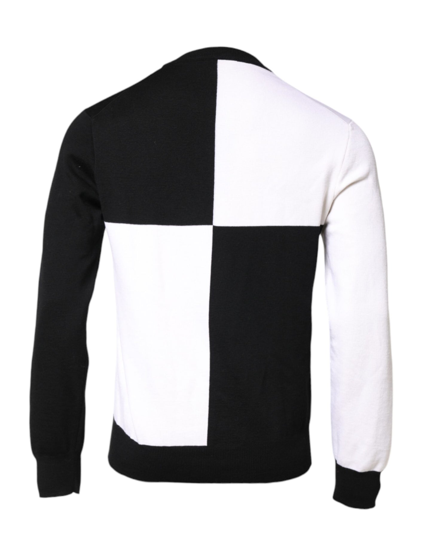 Black White Knit Logo Print Pullover Sweater-Dolce & Gabbana-LabelTerrace.com