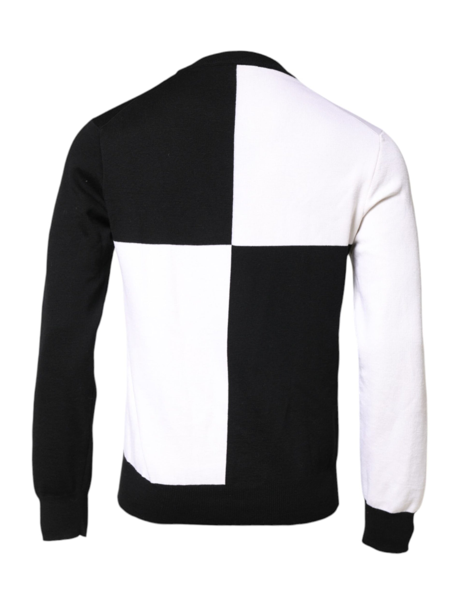 Black White Knit Logo Print Pullover Sweater-Dolce & Gabbana-LabelTerrace.com