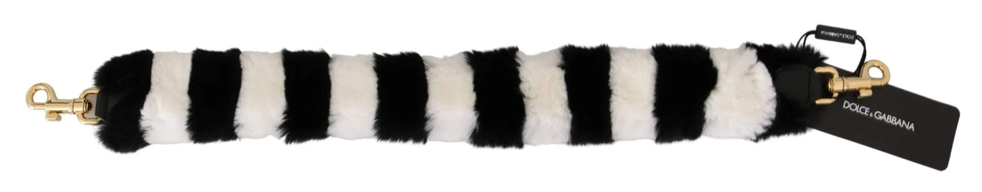 Black White Lapin Fur Accessory Shoulder Strap-Dolce & Gabbana-LabelTerrace.com