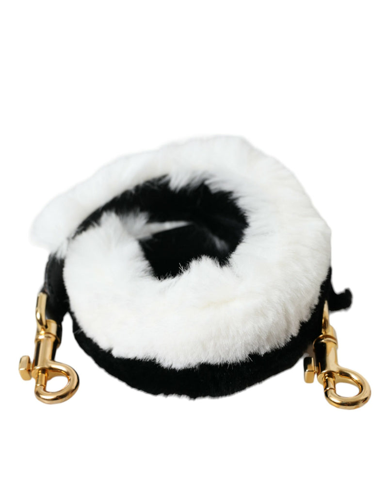 Black White Lapin Fur Accessory Shoulder Strap-Dolce & Gabbana-LabelTerrace.com