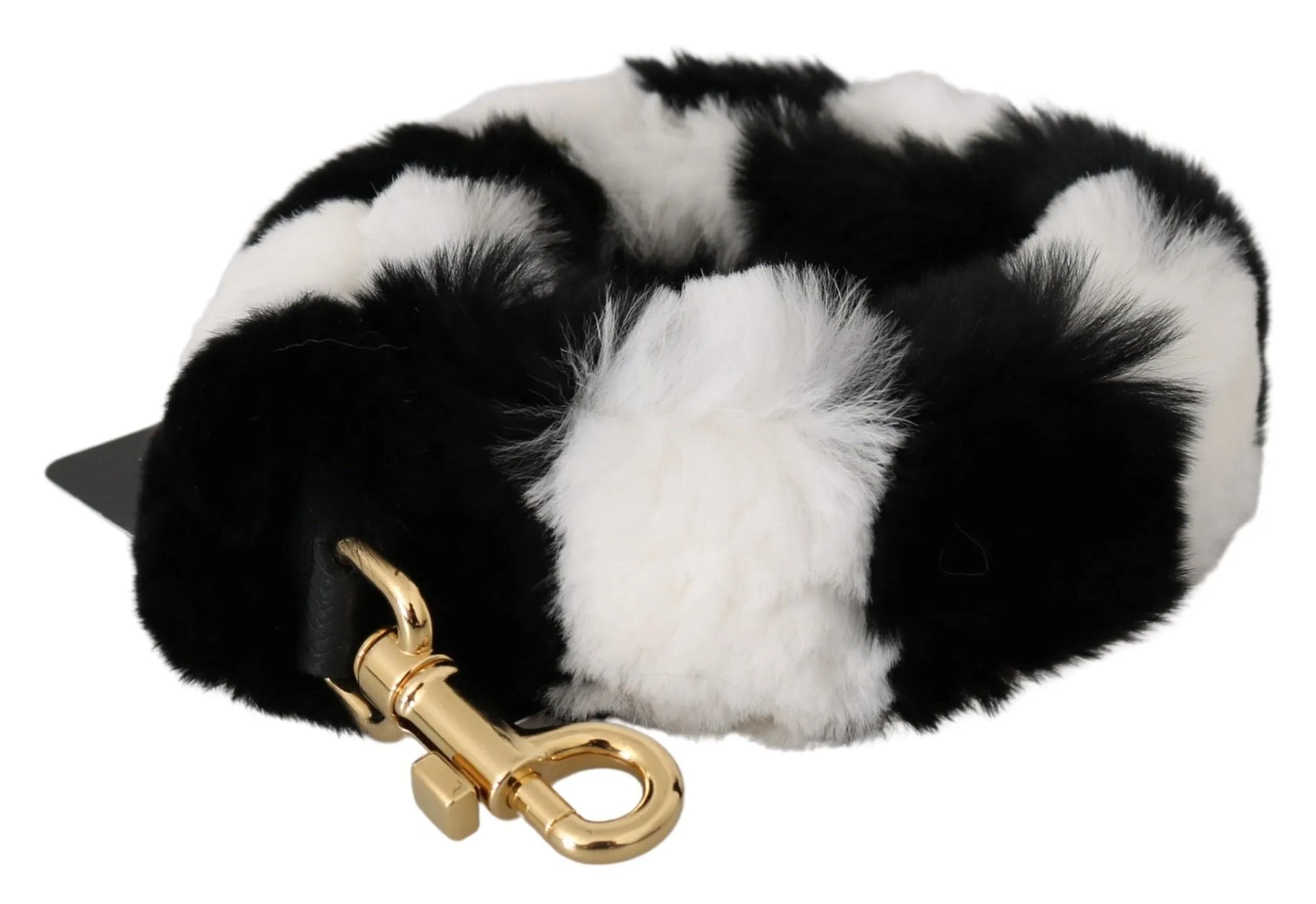 Black White Lapin Fur Accessory Shoulder Strap-Dolce & Gabbana-LabelTerrace.com