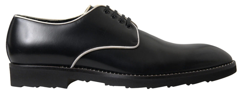 Black White Leather Formal Dress Shoes-Dolce & Gabbana-LabelTerrace.com