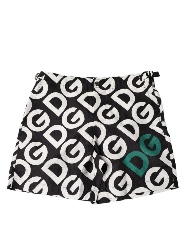 Black White Logo Beachwear Shorts Swimwear-Dolce & Gabbana-LabelTerrace.com
