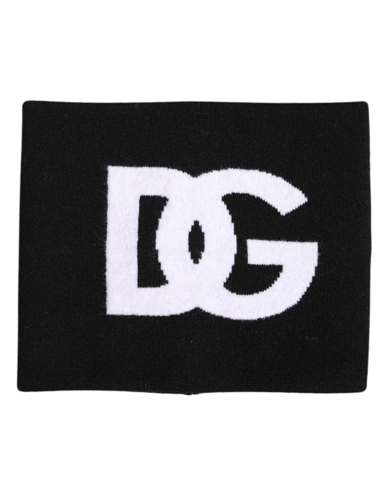 Black White Logo Print Knitted Neck Warmer Scarf-Dolce & Gabbana-LabelTerrace.com
