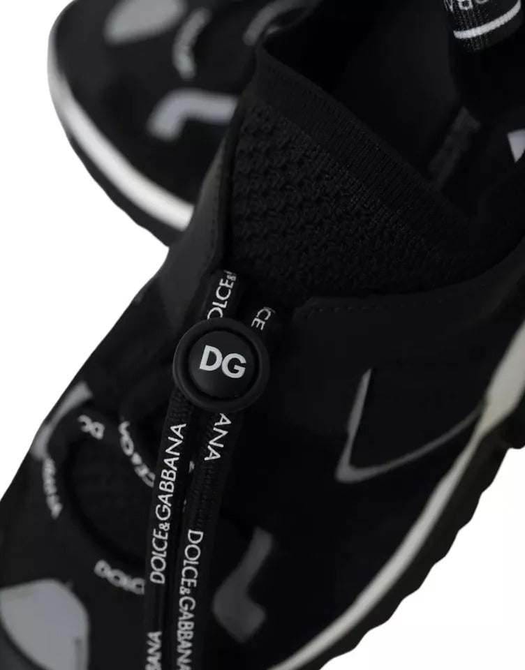 Black White Logo Sorrento Mens Sneakers Shoes-Dolce & Gabbana-LabelTerrace.com