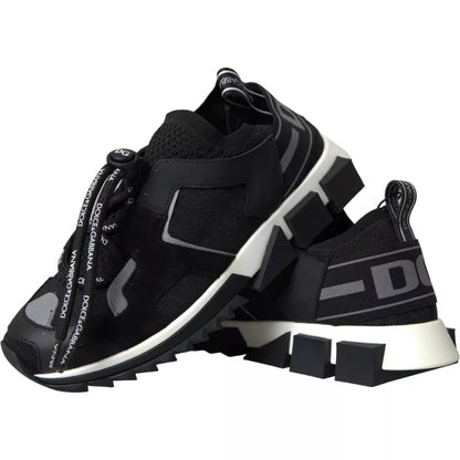 Black White Logo Sorrento Mens Sneakers Shoes-Dolce & Gabbana-LabelTerrace.com
