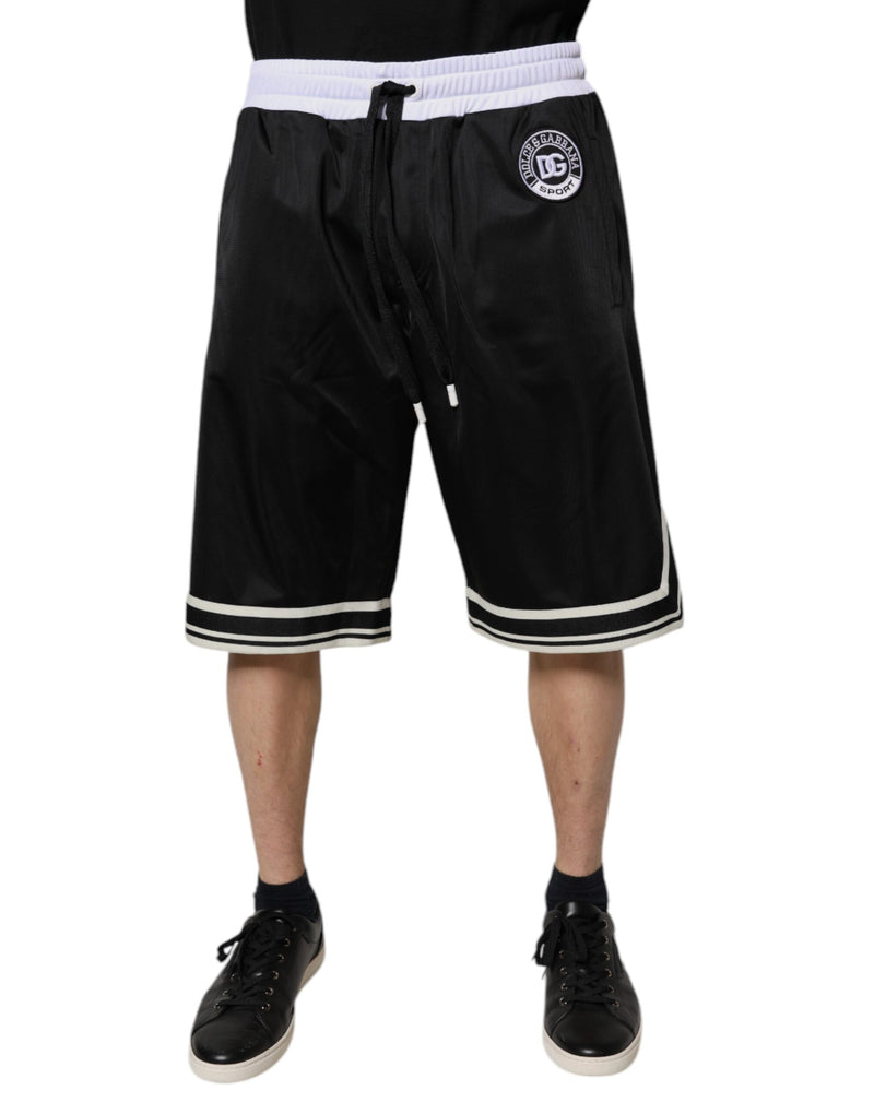 Black White Men Bermuda Sweatshorts Shorts-Dolce & Gabbana-LabelTerrace.com