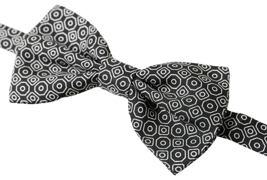 Black White Pattern Adjustable Neck Papillon Bow Tie-Dolce & Gabbana-LabelTerrace.com