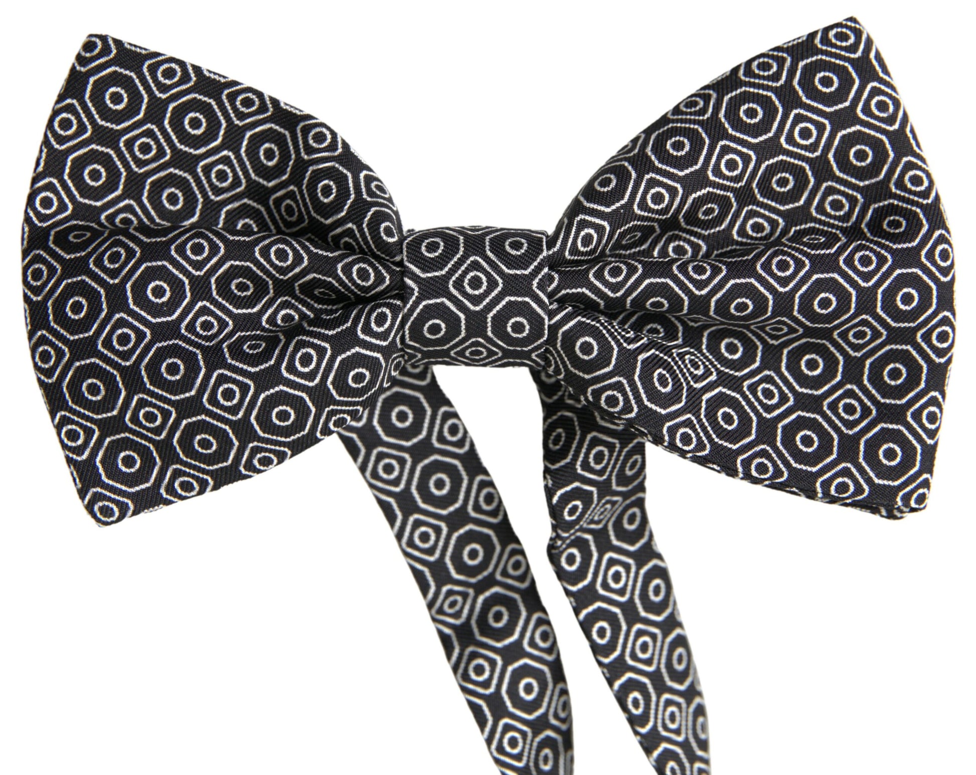 Black White Pattern Adjustable Neck Papillon Bow Tie-Dolce & Gabbana-LabelTerrace.com
