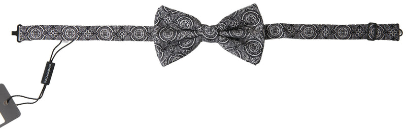 Black White Pattern Adjustable Neck Papillon Bow Tie-Dolce & Gabbana-LabelTerrace.com