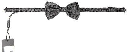 Black White Pattern Adjustable Neck Papillon Bow Tie-Dolce & Gabbana-LabelTerrace.com
