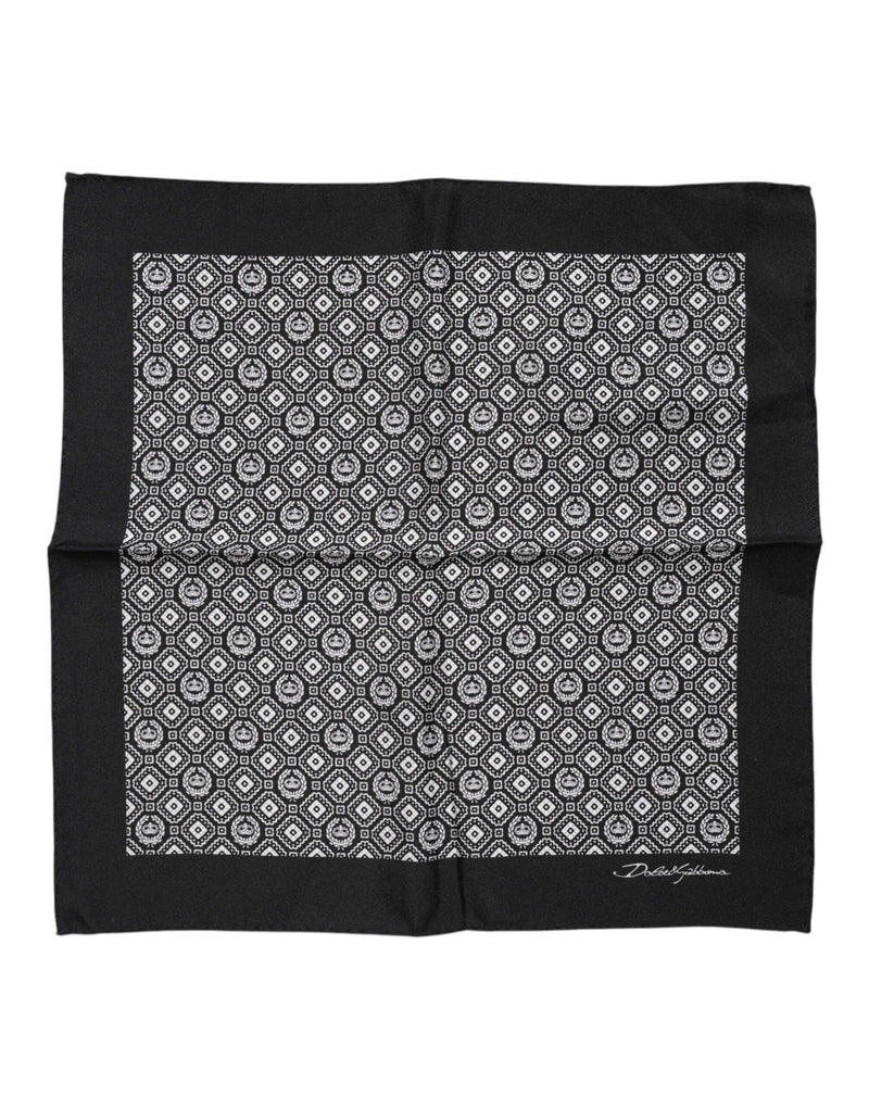 Black White Patterned Square Foulard Scarf-Dolce & Gabbana-LabelTerrace.com