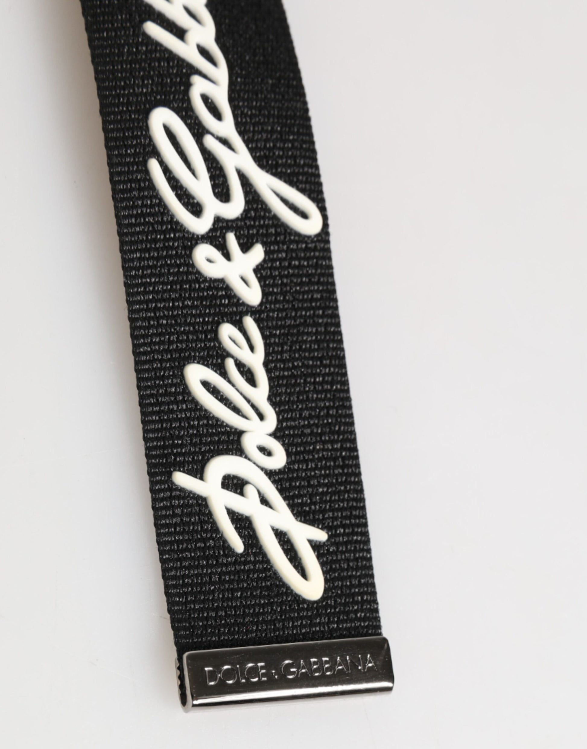 Black White Polyester DG Logo Silver Men Keychain Keyring-Dolce & Gabbana-LabelTerrace.com