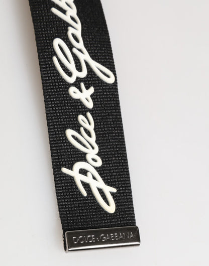 Black White Polyester DG Logo Silver Men Keychain Keyring-Dolce & Gabbana-LabelTerrace.com