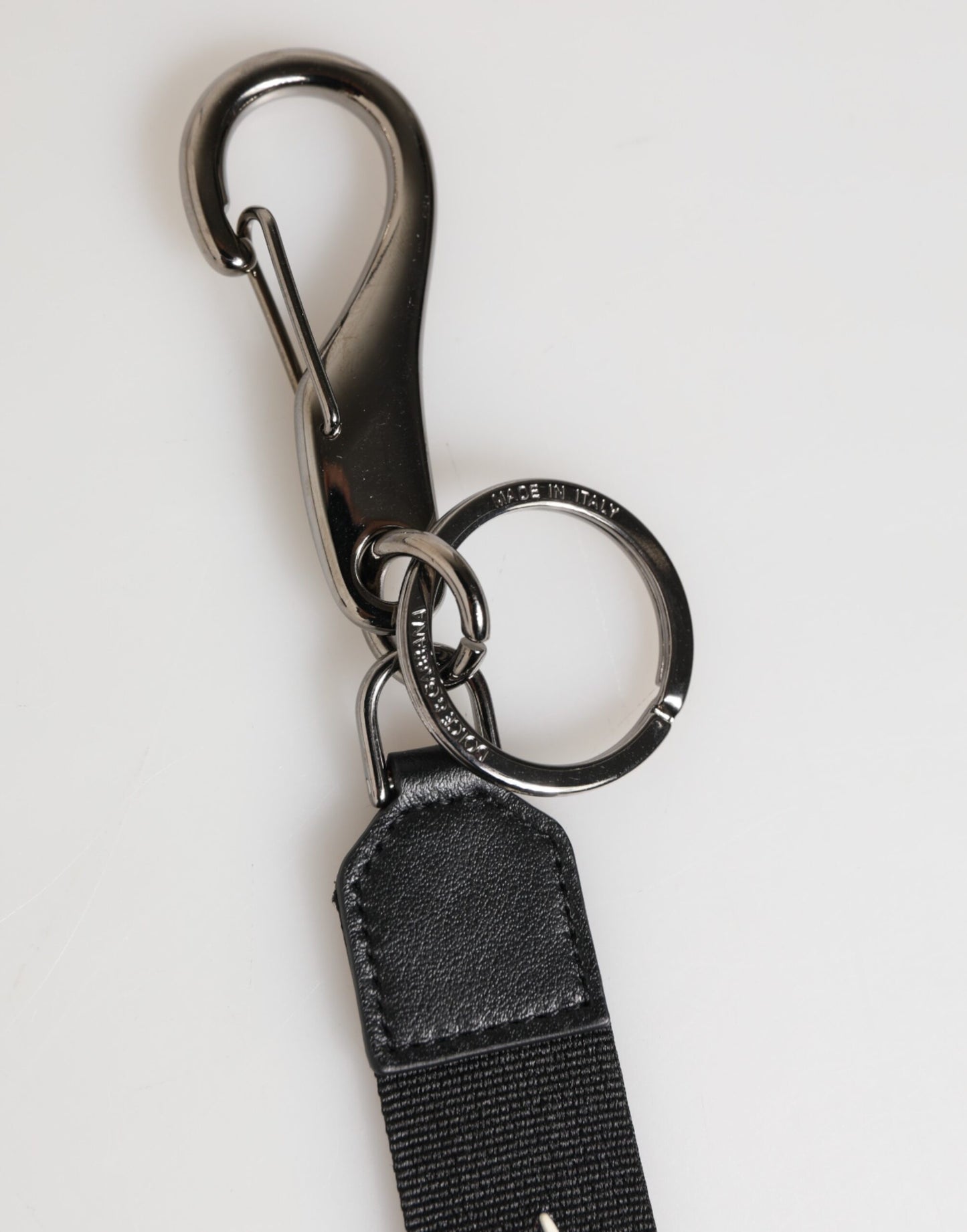 Black White Polyester DG Logo Silver Men Keychain Keyring-Dolce & Gabbana-LabelTerrace.com