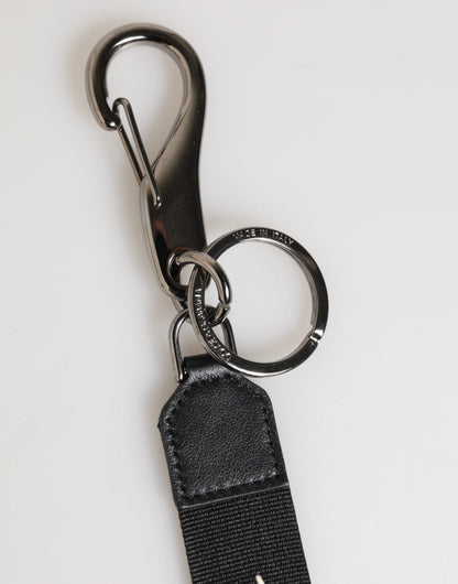 Black White Polyester DG Logo Silver Men Keychain Keyring-Dolce & Gabbana-LabelTerrace.com