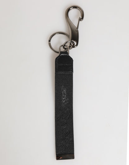 Black White Polyester DG Logo Silver Men Keychain Keyring-Dolce & Gabbana-LabelTerrace.com