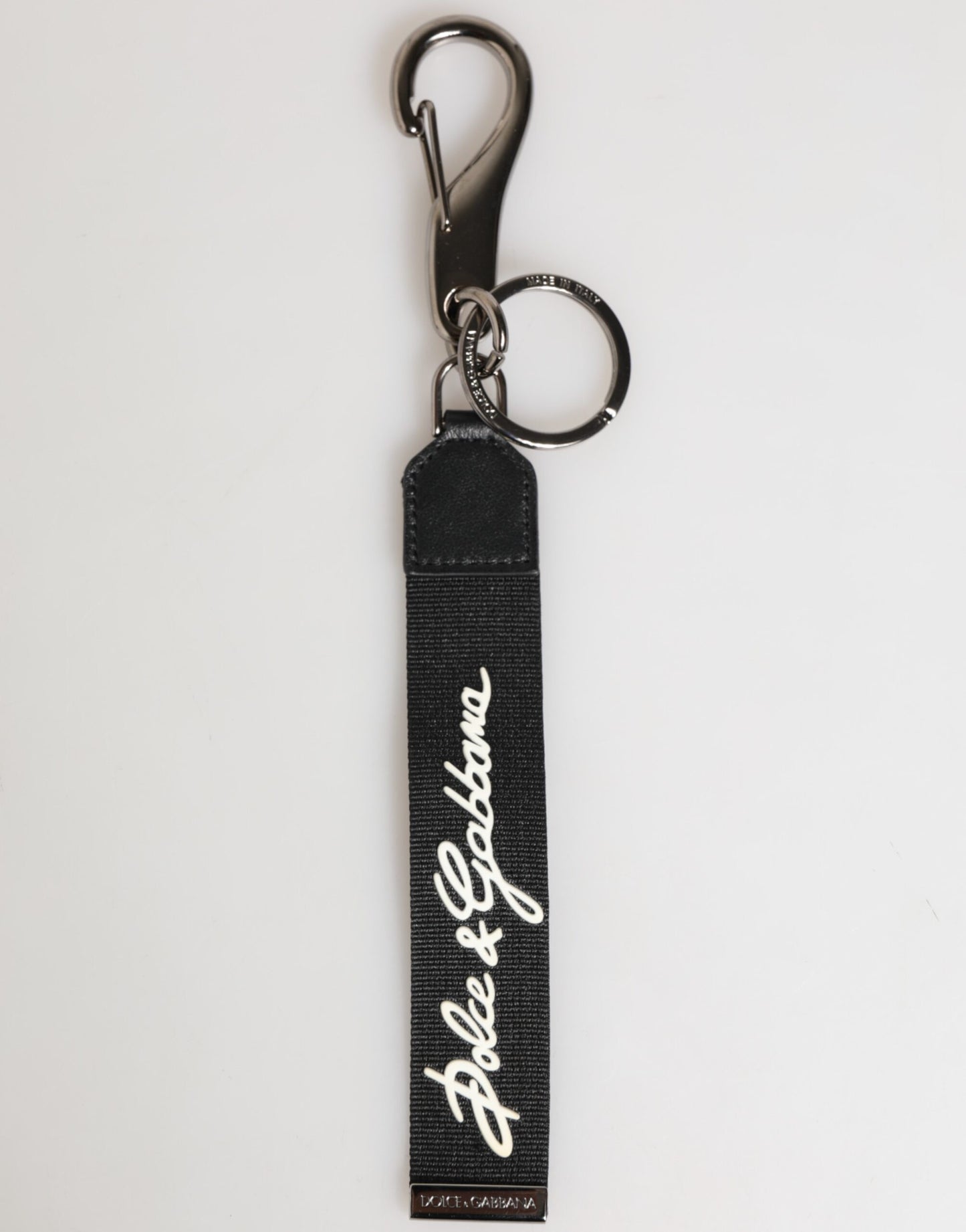 Black White Polyester DG Logo Silver Men Keychain Keyring-Dolce & Gabbana-LabelTerrace.com