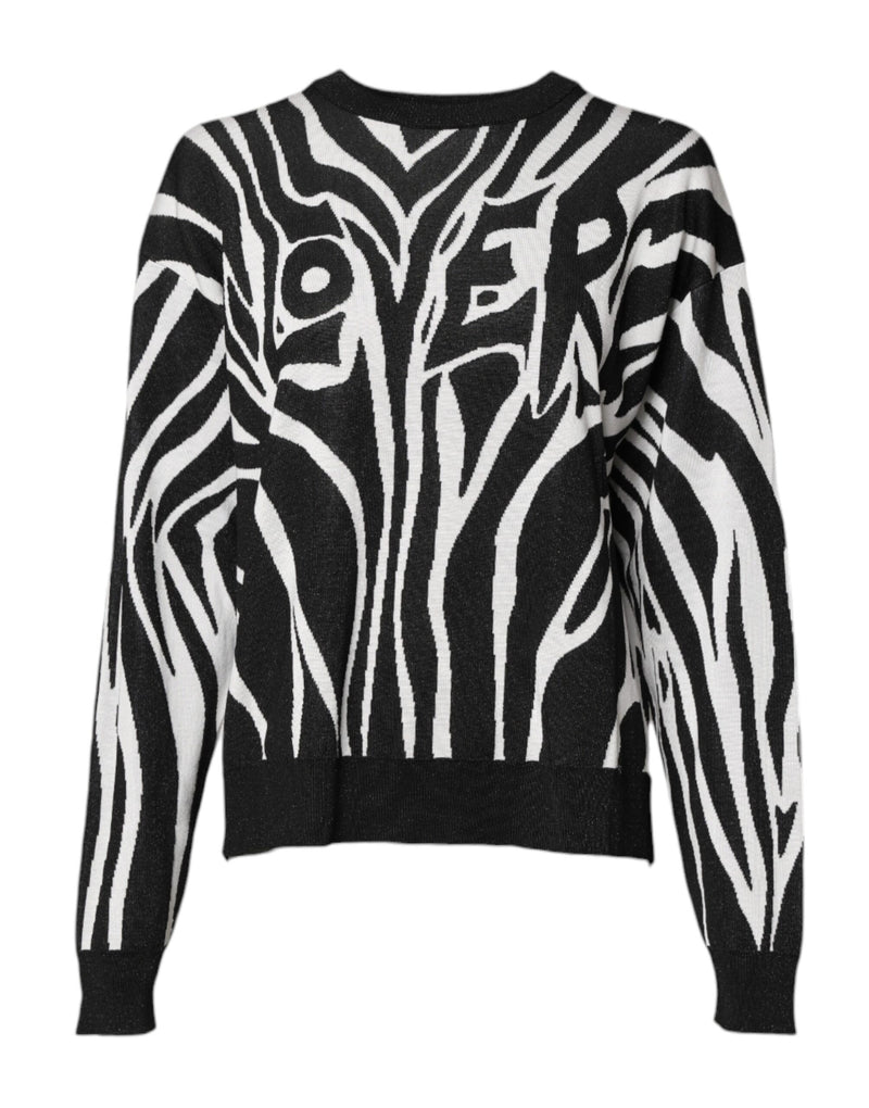 Black White Print Women Pullover Sweater-Dolce & Gabbana-LabelTerrace.com