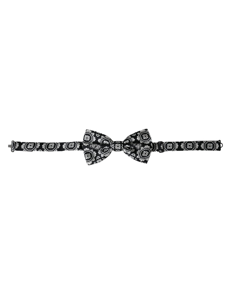 Black White Printed Adjustable Neck Men Bow Tie-Dolce & Gabbana-LabelTerrace.com