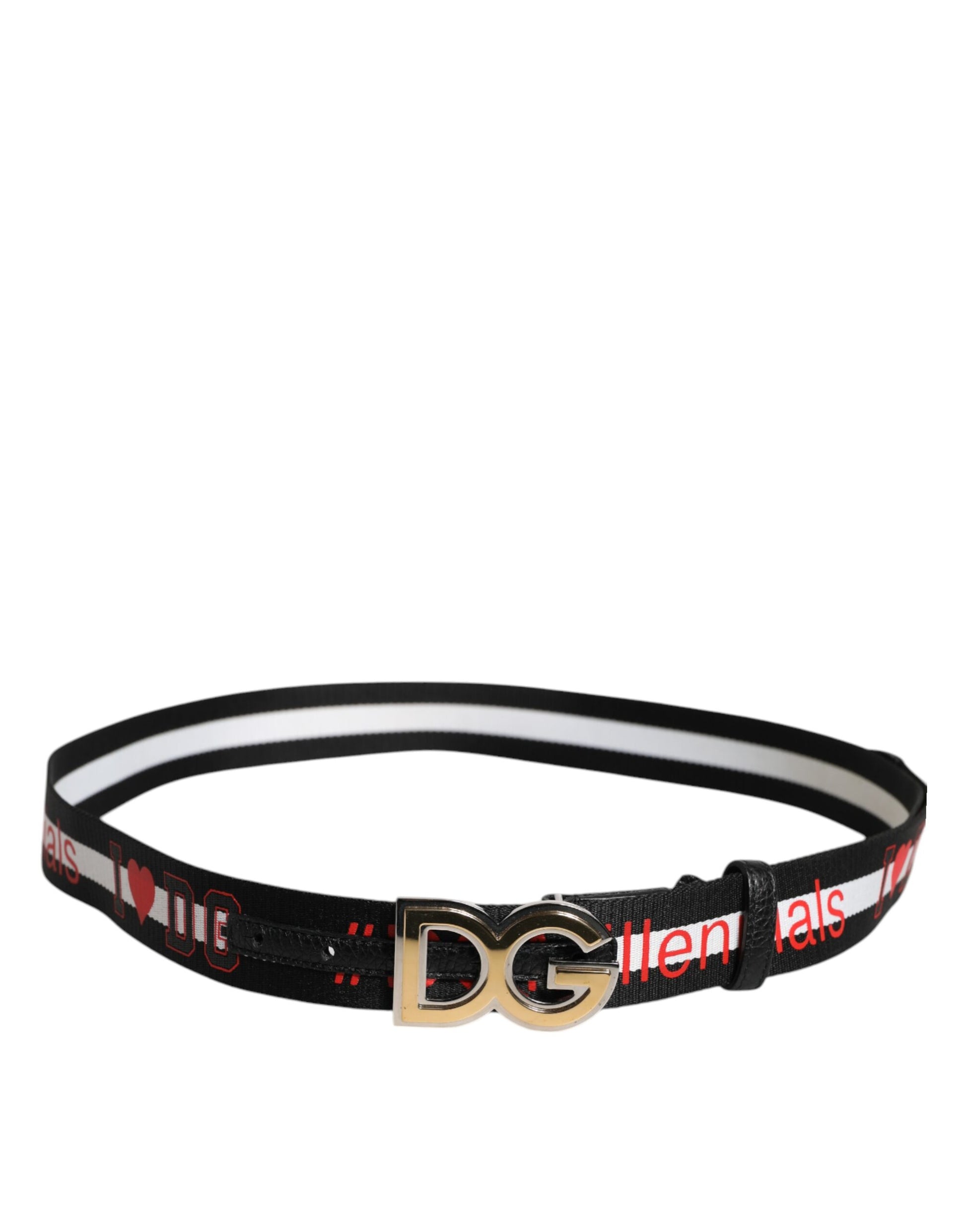 Black White Printed Metal Logo Buckle Belt-Dolce & Gabbana-LabelTerrace.com