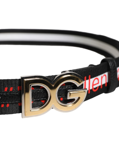Black White Printed Metal Logo Buckle Belt-Dolce & Gabbana-LabelTerrace.com