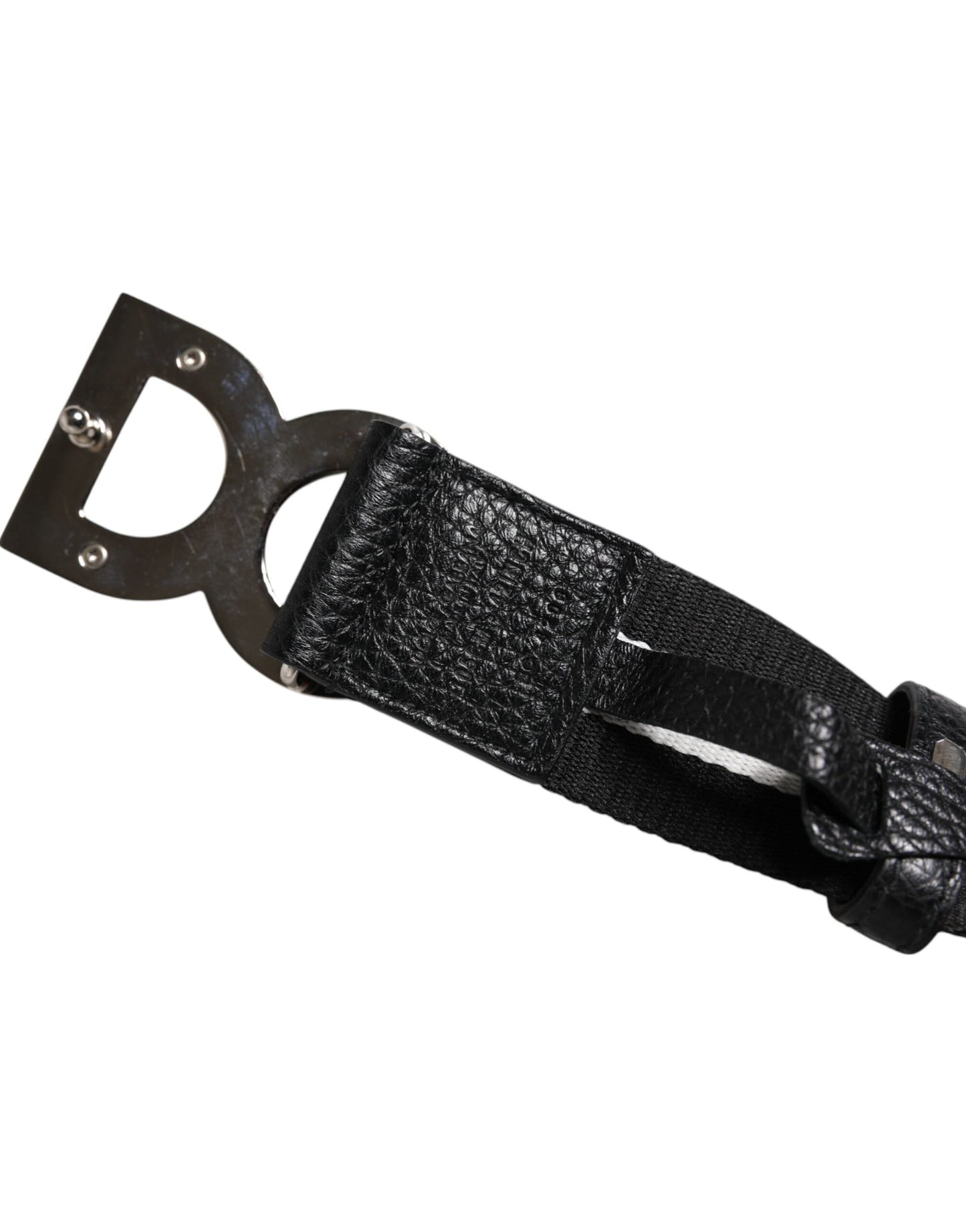 Black White Printed Metal Logo Buckle Belt-Dolce & Gabbana-LabelTerrace.com