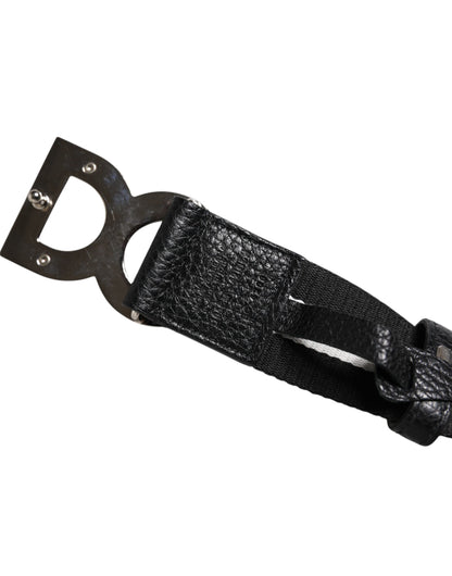 Black White Printed Metal Logo Buckle Belt-Dolce & Gabbana-LabelTerrace.com