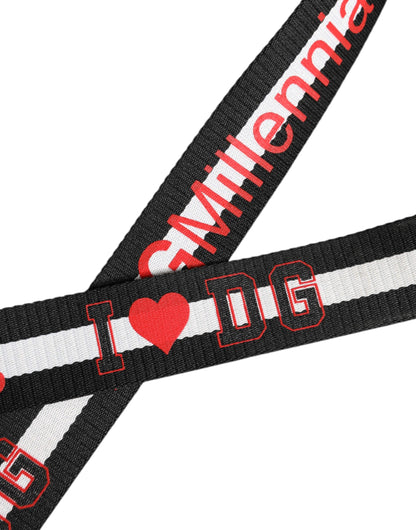 Black White Printed Metal Logo Buckle Belt-Dolce & Gabbana-LabelTerrace.com