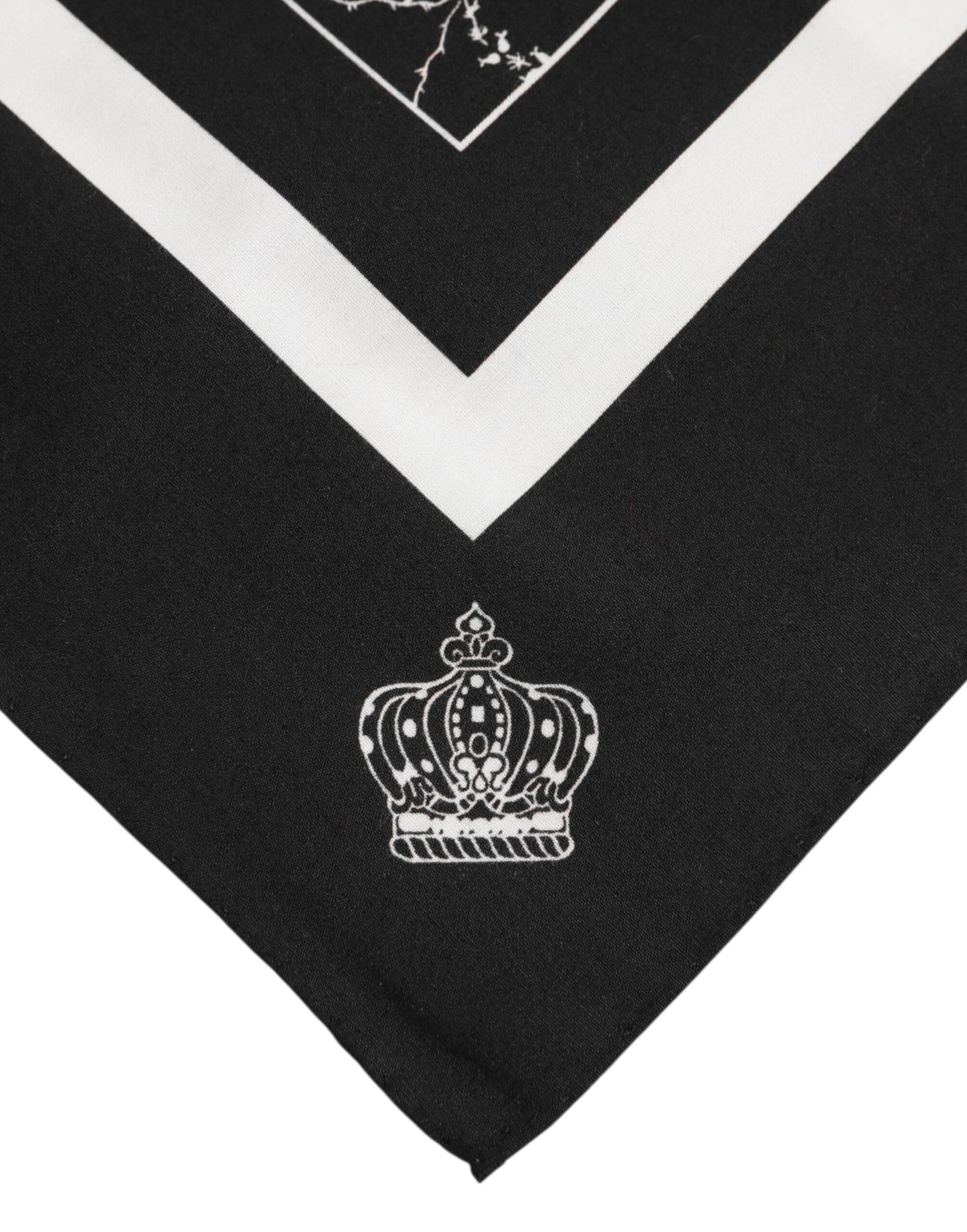 Black White Printed Square Foulard Scarf-Dolce & Gabbana-LabelTerrace.com
