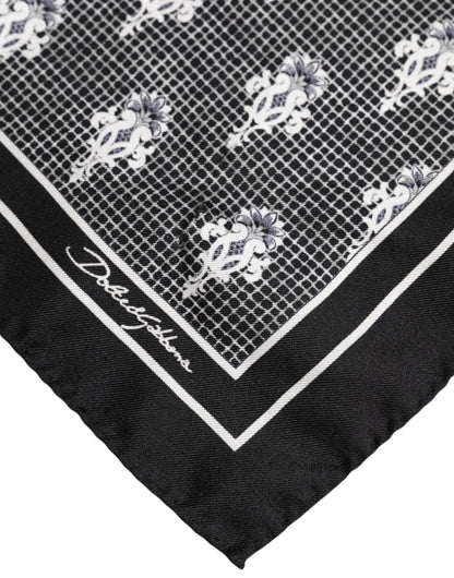 Black White Printed Square Foulard Scarf-Dolce & Gabbana-LabelTerrace.com