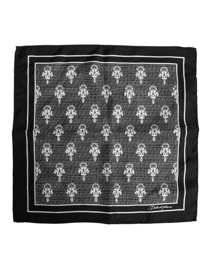 Black White Printed Square Foulard Scarf-Dolce & Gabbana-LabelTerrace.com