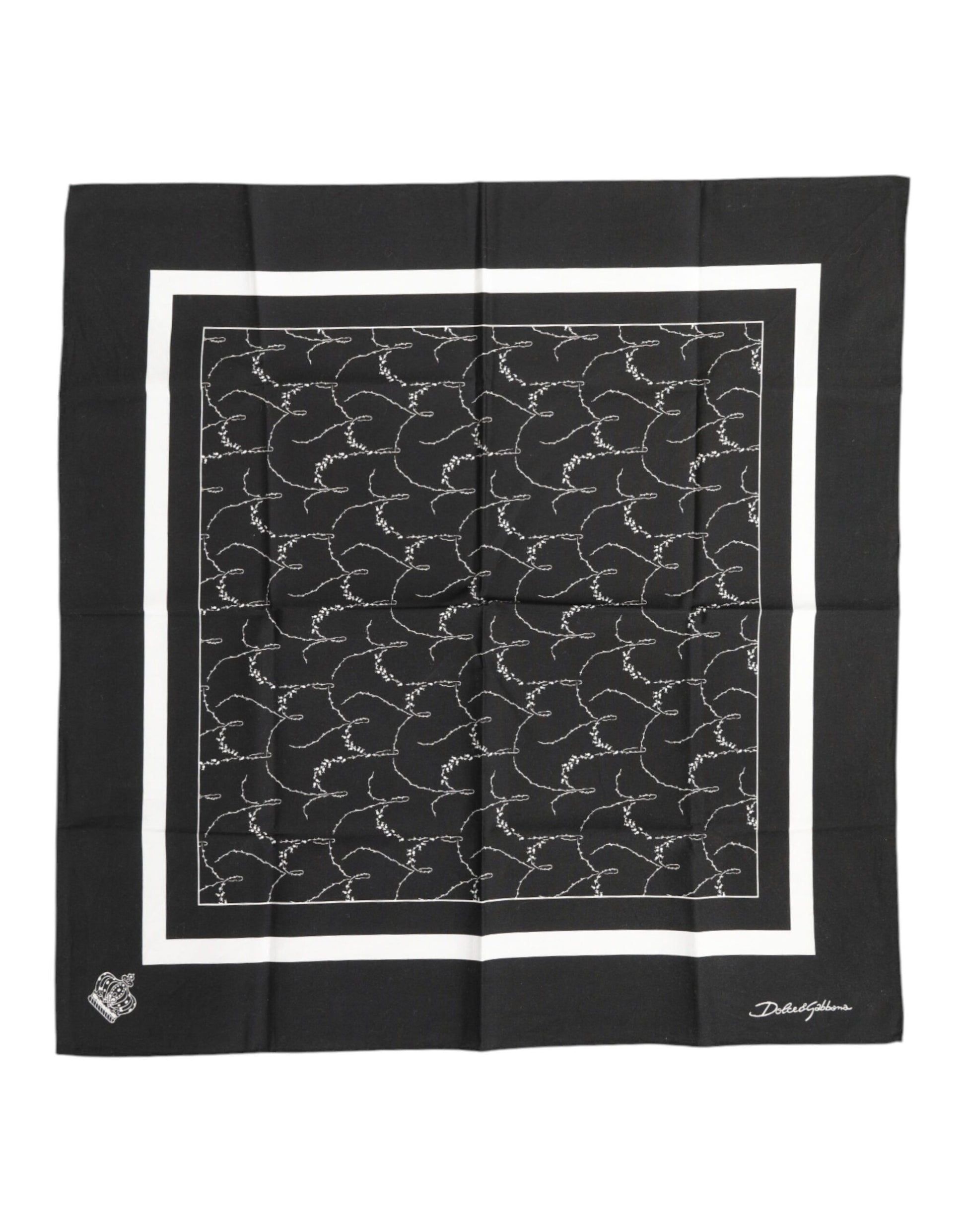 Black White Printed Square Men Foulard Scarf-Dolce & Gabbana-LabelTerrace.com