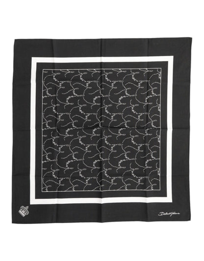 Black White Printed Square Men Foulard Scarf-Dolce & Gabbana-LabelTerrace.com