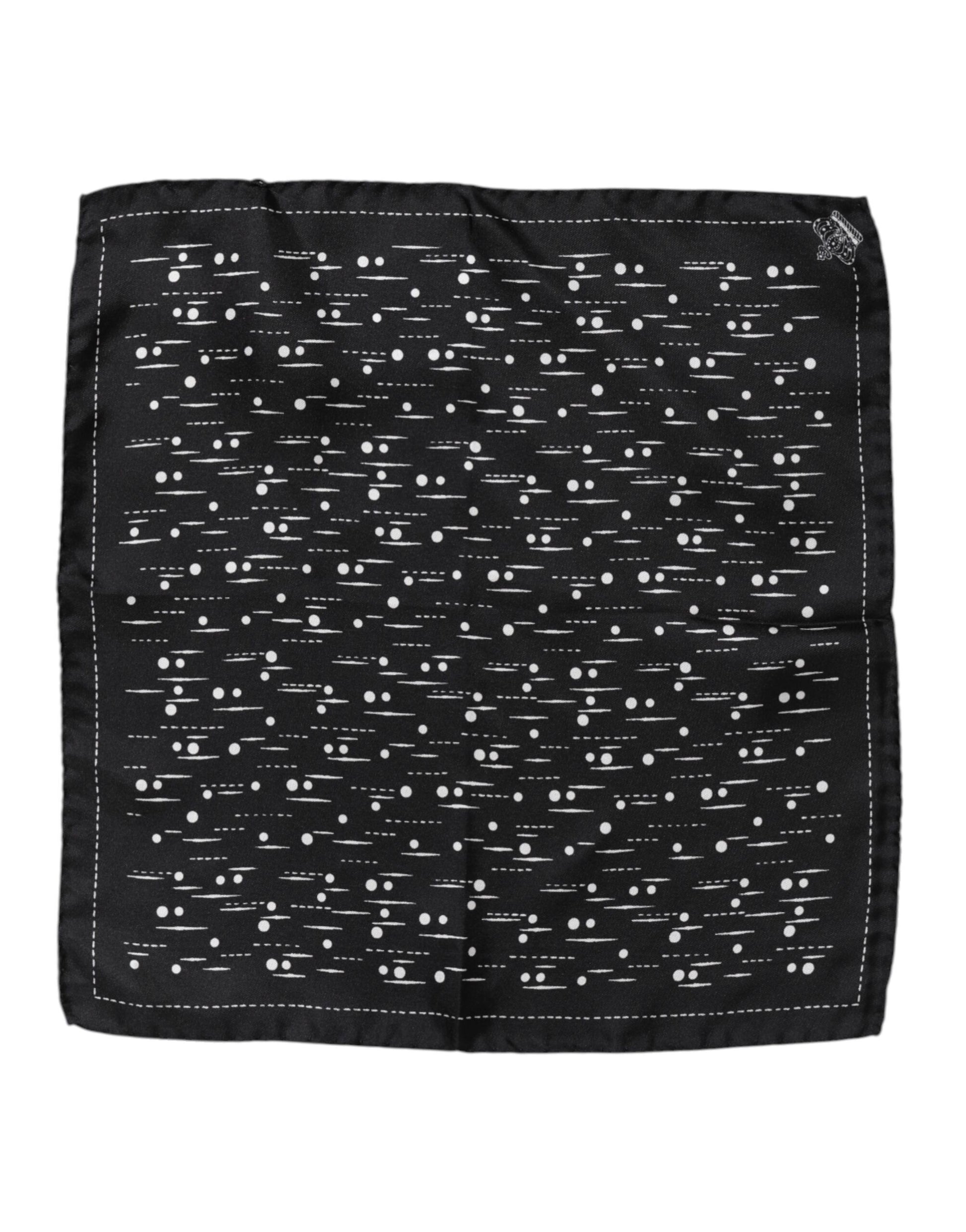 Black White Printed Square Men Foulard Scarf-Dolce & Gabbana-LabelTerrace.com