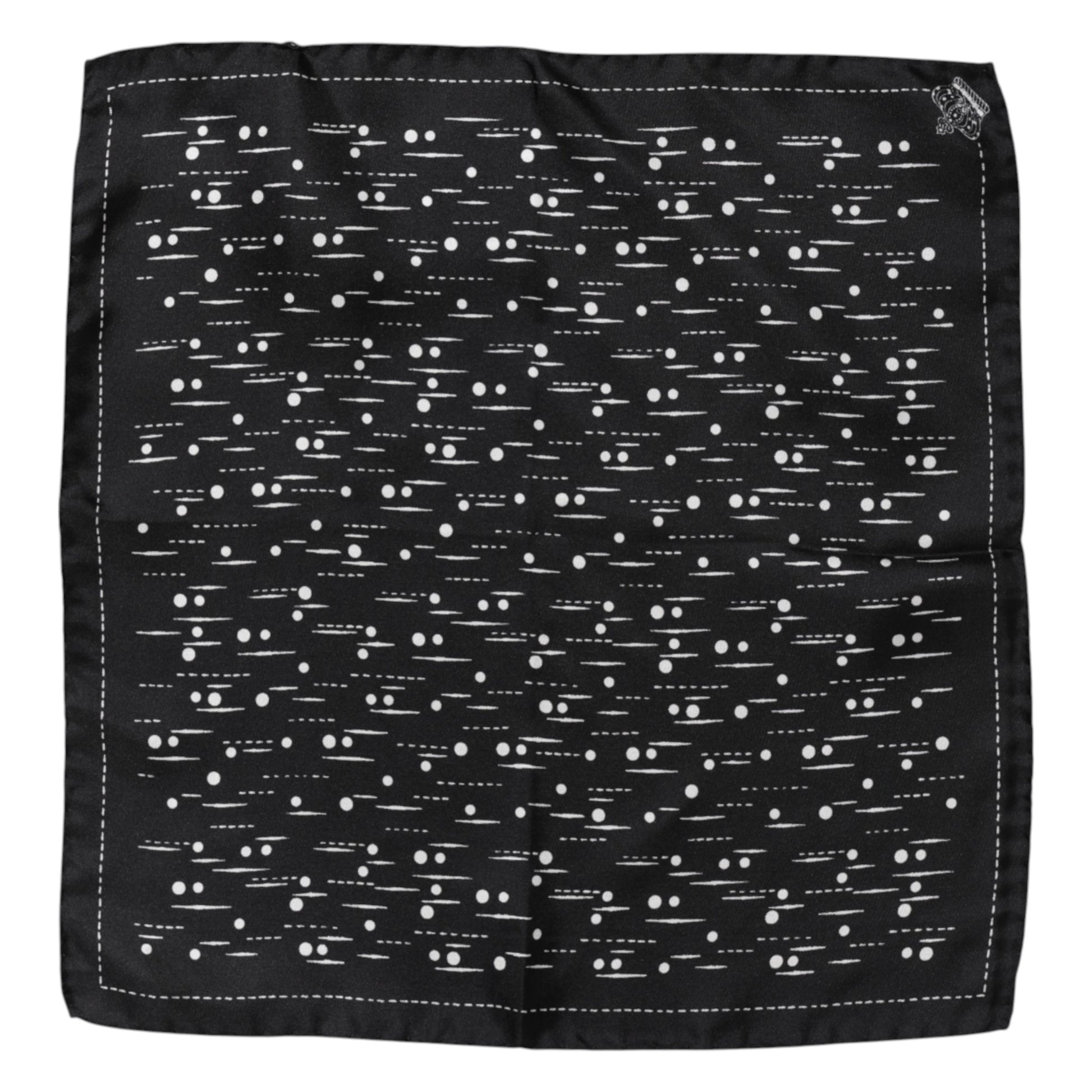 Black White Printed Square Men Foulard Scarf-Dolce & Gabbana-LabelTerrace.com