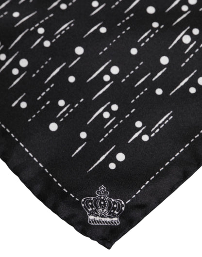 Black White Printed Square Men Foulard Scarf-Dolce & Gabbana-LabelTerrace.com