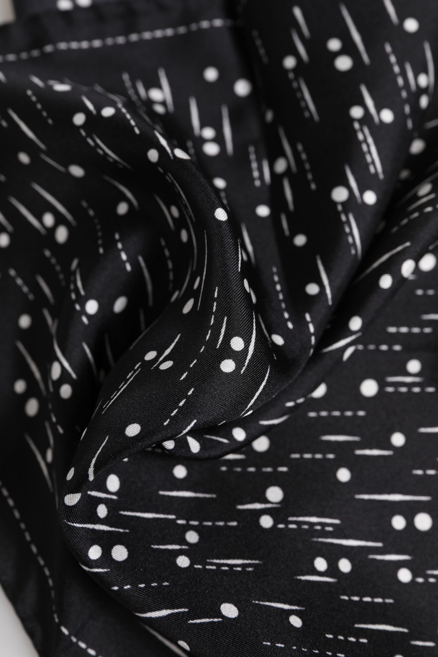 Black White Printed Square Men Foulard Scarf-Dolce & Gabbana-LabelTerrace.com